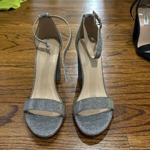 Charlotte Russell Sparkly Silver chunky strap heel size 9